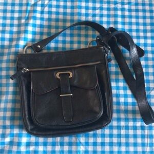 Elegant Black Danier Leather Shoulder Bag